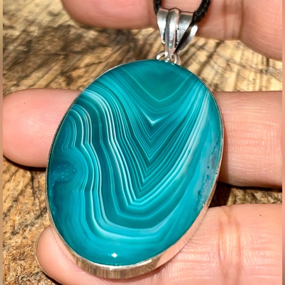 Translucent Banded Botswana Agate Pendant 2 1/2” - Picture 4 of 11